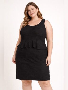 s Black Textured Sleeveless Dress LBD Little Black Dress Vintage 90s Y2K